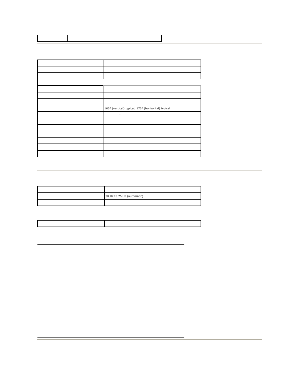 Flat panel specifications | Dell S2209WFP Monitor User Manual | Page 7 / 30