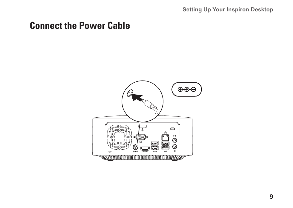 Connect the power cable | Dell Inspiron Zino HD (410, Mid 2010) User Manual | Page 11 / 80