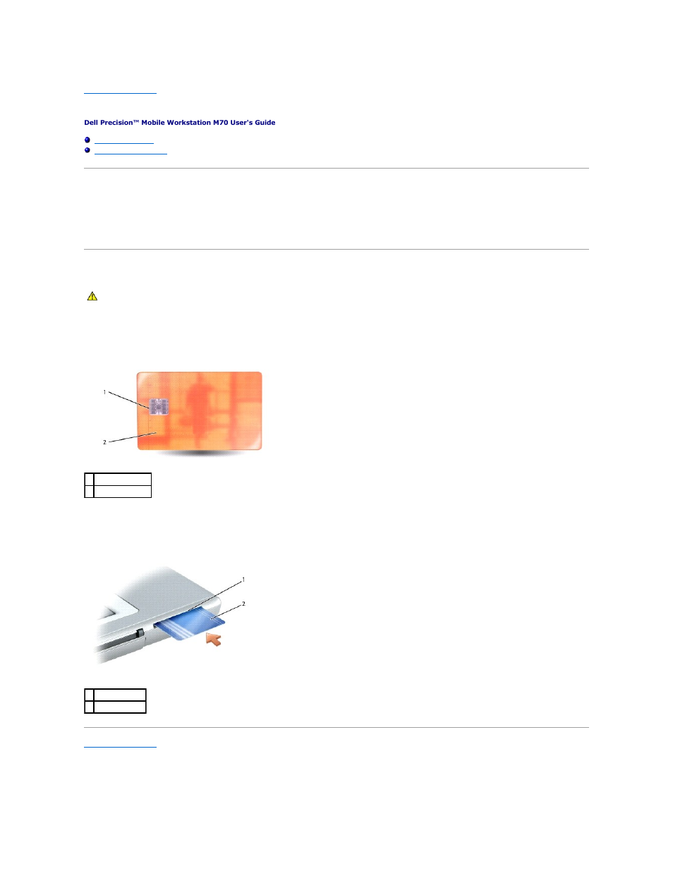Using smart cards, About smart cards, Installing a smart card | Dell Precision M70 User Manual | Page 102 / 118
