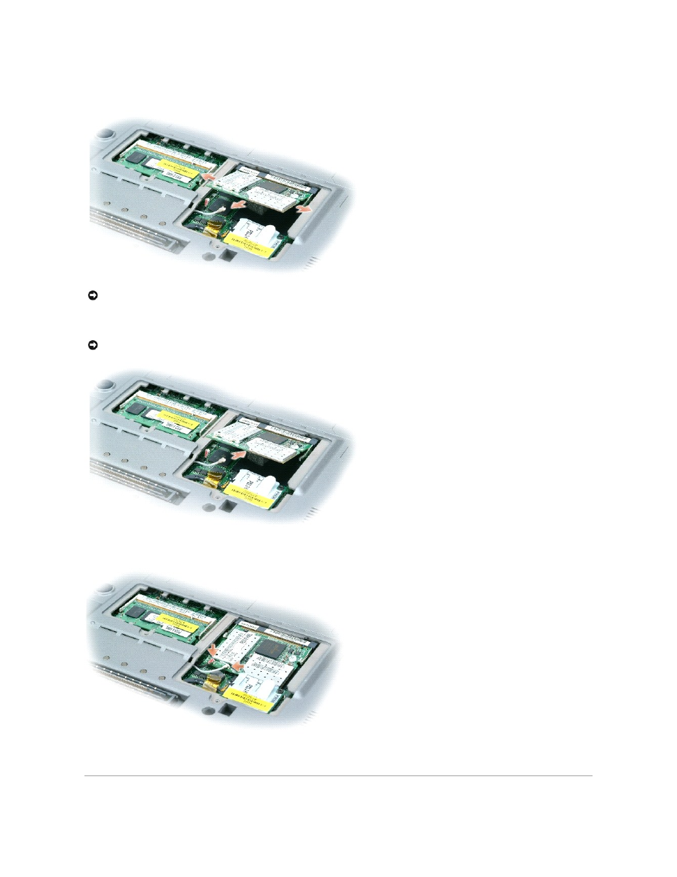 If a mini pci card is not already installed, go to, Step 4 | Dell Precision M70 User Manual | Page 96 / 118