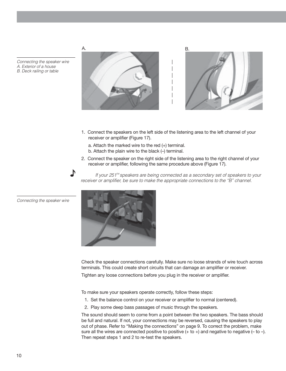Attaching the speakers to the brackets (cont.) | Bose 251 User Manual | Page 10 / 14