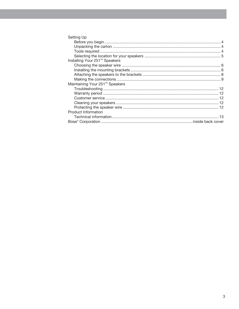 Bose 251 User Manual | Page 3 / 14