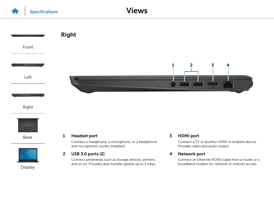 Right, Views | Dell Inspiron 14 (5442, Mid 2014) User Manual | Page 4 / 22