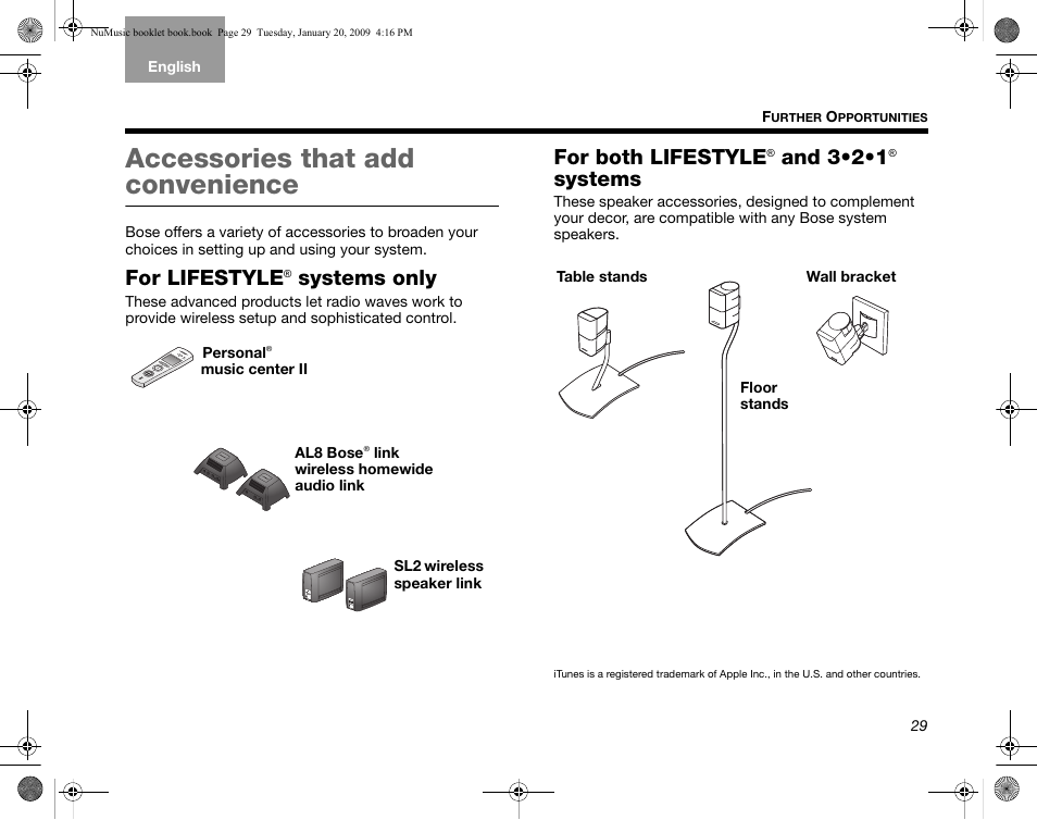Accessories that add convenience, For both lifestyle, For lifestyle | Systems only, And 3•2•1, Systems | Bose uMusic AM320927 User Manual | Page 30 / 31