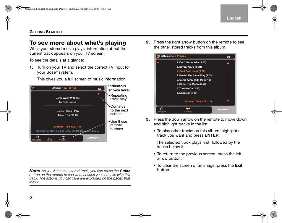 To see more about what’s playing | Bose uMusic AM320927 User Manual | Page 7 / 31