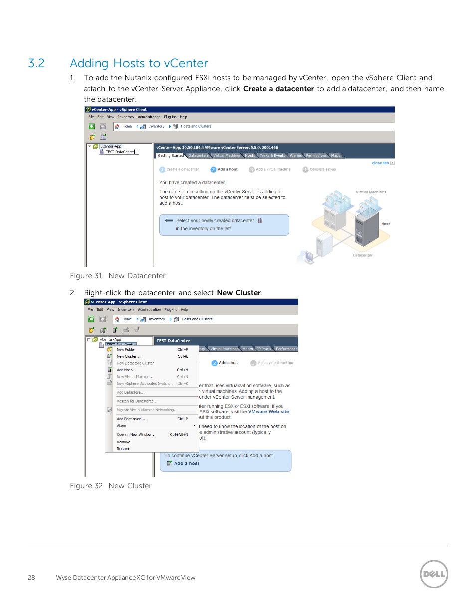 Adding hosts to vcenter, 2 adding hosts to vcenter | Dell XC Web-Scale Converged Appliance User Manual | Page 28 / 94