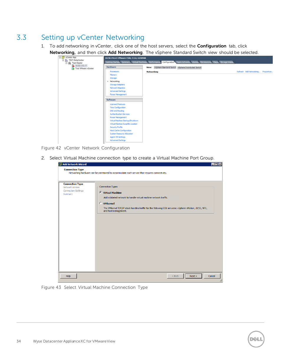 Setting up vcenter networking, 3 setting up vcenter networking | Dell XC Web-Scale Converged Appliance User Manual | Page 34 / 94