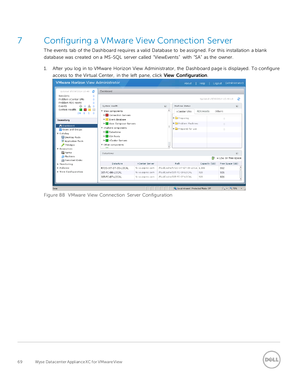 Configuring a vmware view connection server, 7configuring a vmware view connection server | Dell XC Web-Scale Converged Appliance User Manual | Page 69 / 94