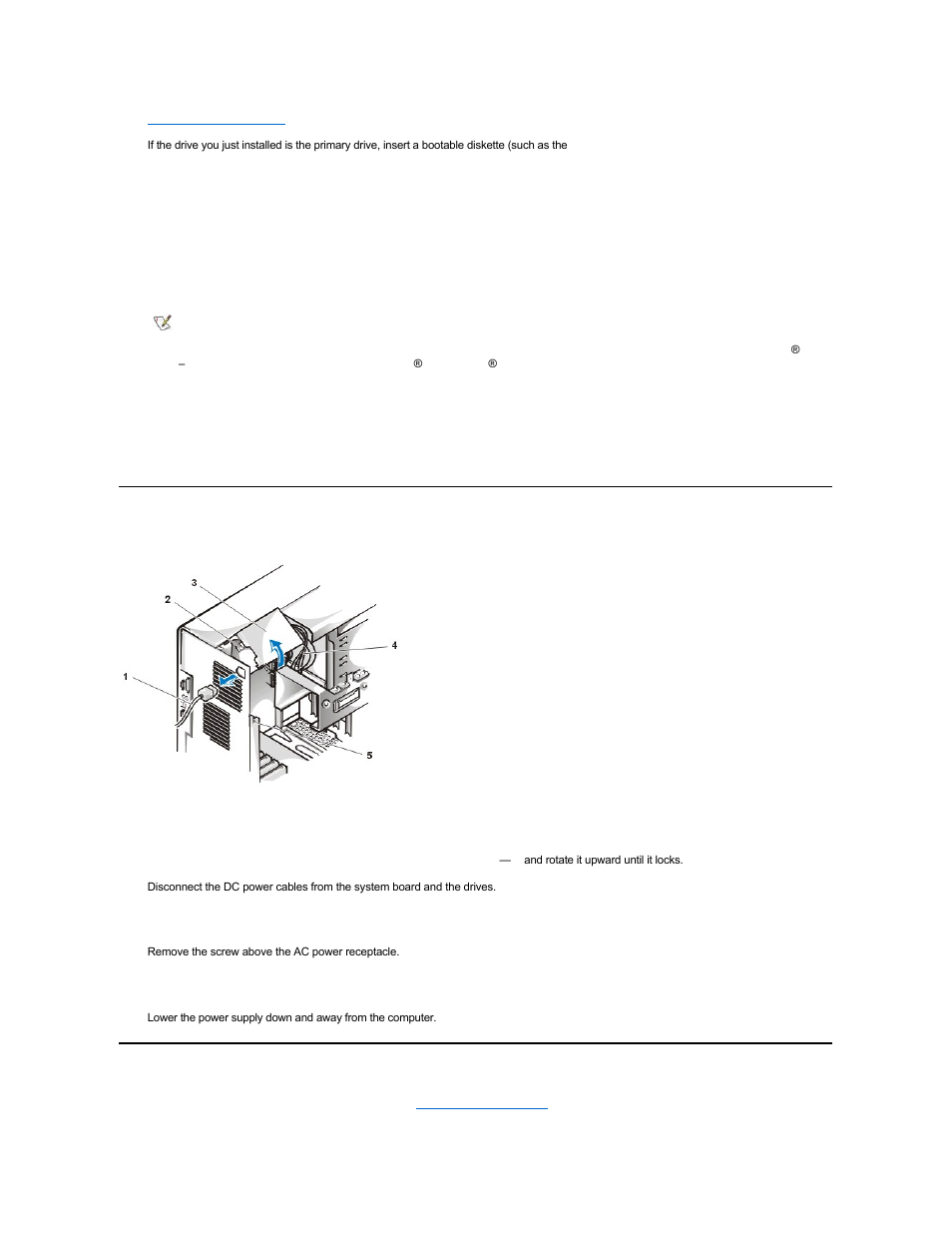 System power supply, Expansion-card cage | Dell OptiPlex GX110 User Manual | Page 44 / 69