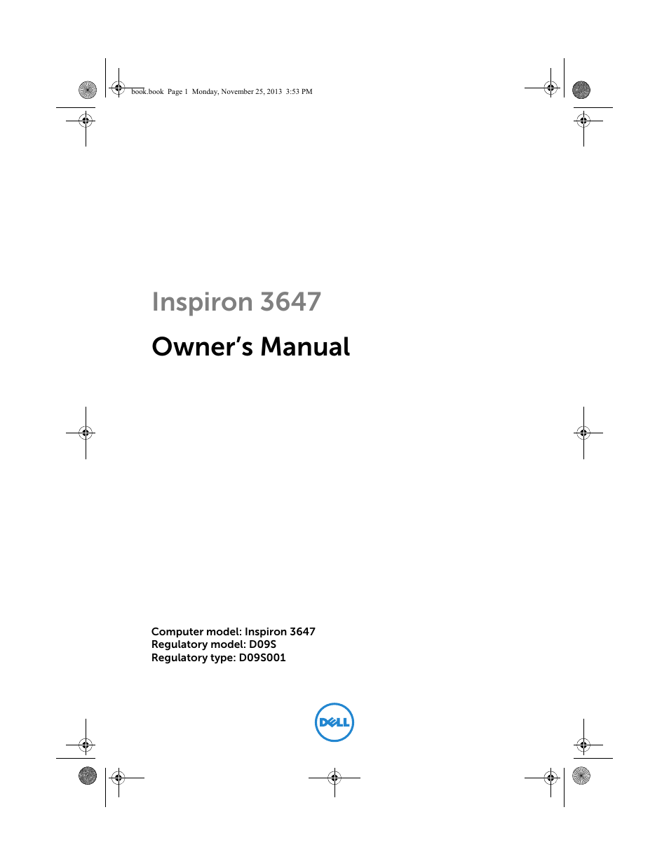 Dell Inspiron Small Desktop (3647, Late 2013) User Manual | 52 pages