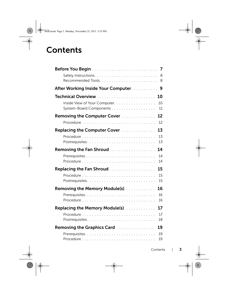 Dell Inspiron Small Desktop (3647, Late 2013) User Manual | Page 3 / 52