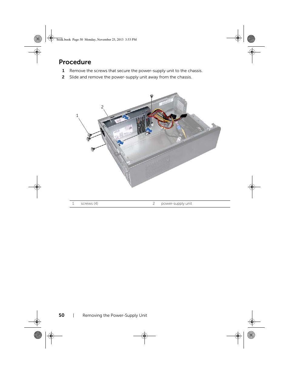 Procedure | Dell Inspiron Small Desktop (3647, Late 2013) User Manual | Page 50 / 52