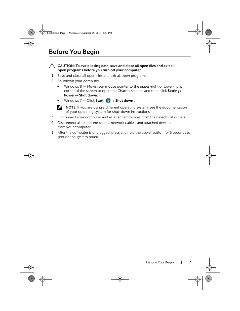 Before you begin | Dell Inspiron Small Desktop (3647, Late 2013) User Manual | Page 7 / 52