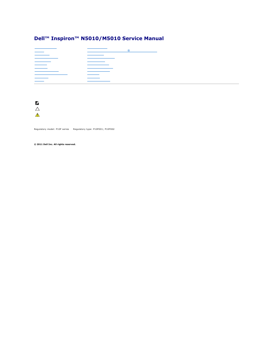 Dell Inspiron 15 (M5010, Early 2010) User Manual | 51 pages