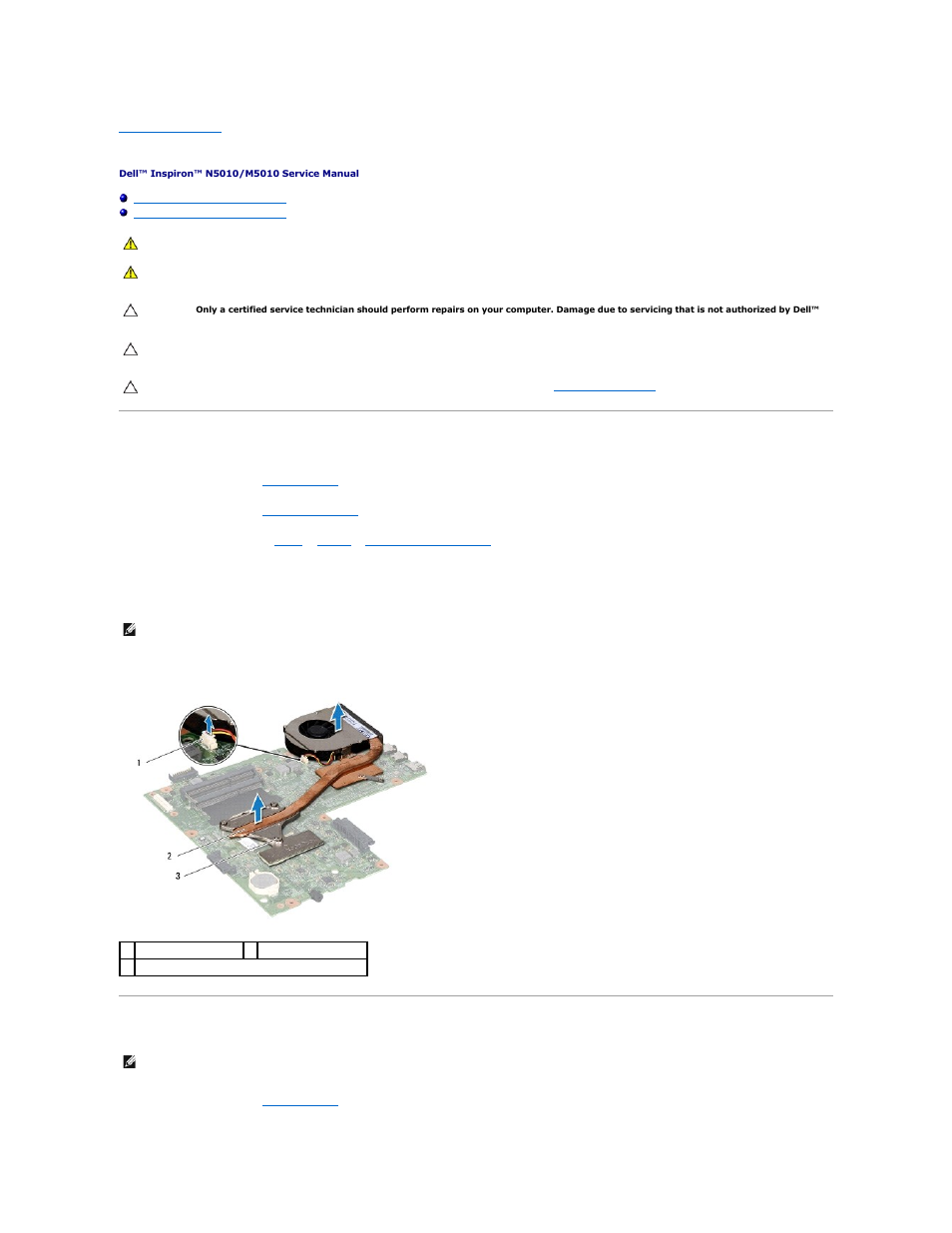 Processor heat sink, Removing the processor heat sink, Replacing the processor heat sink | Dell Inspiron 15 (M5010, Early 2010) User Manual | Page 16 / 51