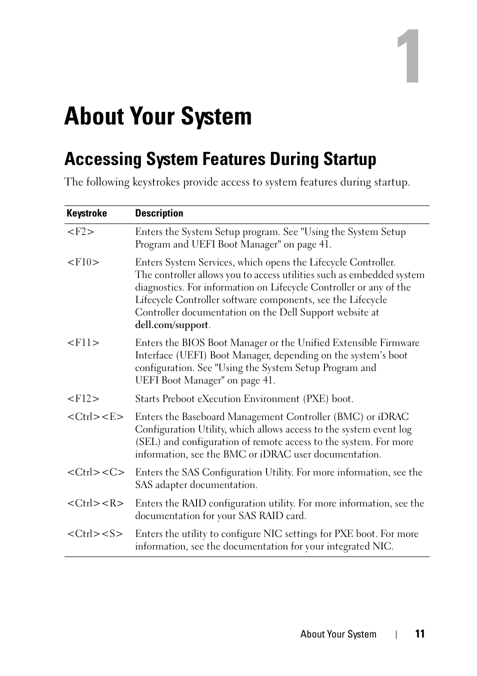 About your system, Accessing system features during startup | Dell PowerVault NX3100 User Manual | Page 11 / 164