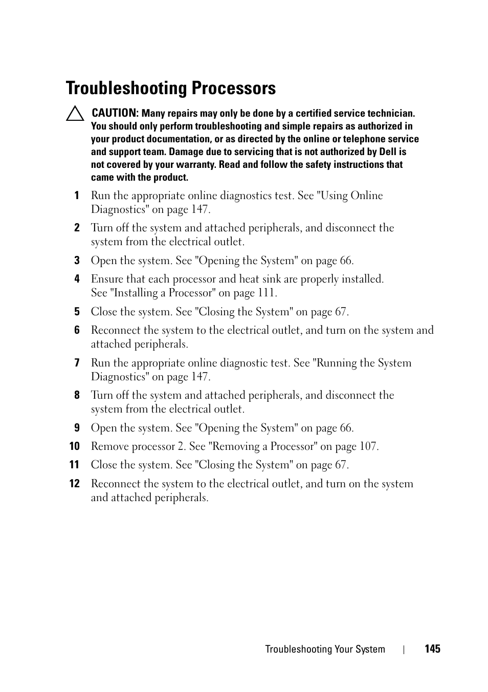 Troubleshooting processors | Dell PowerVault NX3100 User Manual | Page 145 / 164