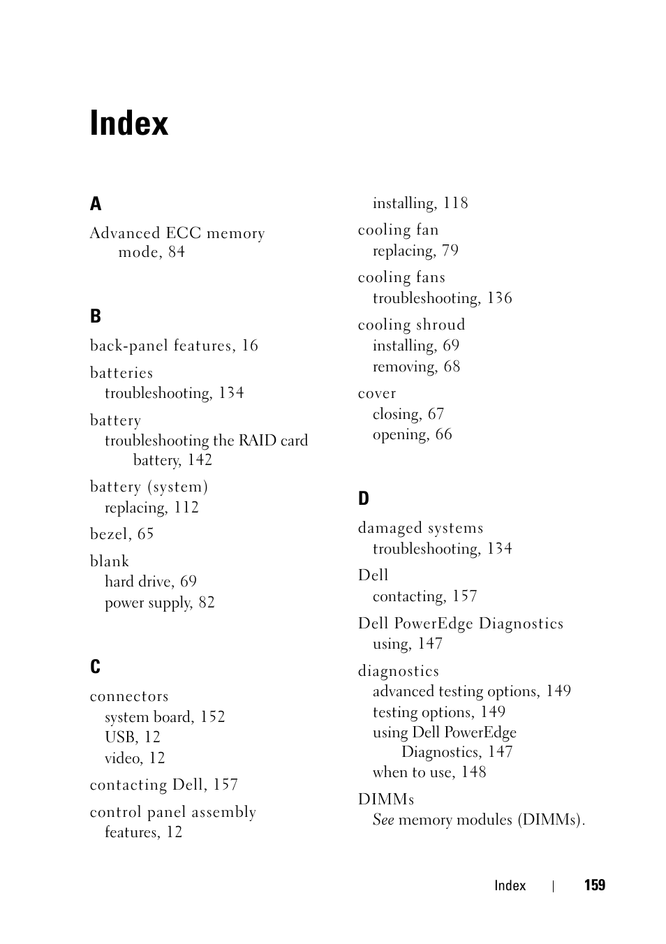 Index | Dell PowerVault NX3100 User Manual | Page 159 / 164