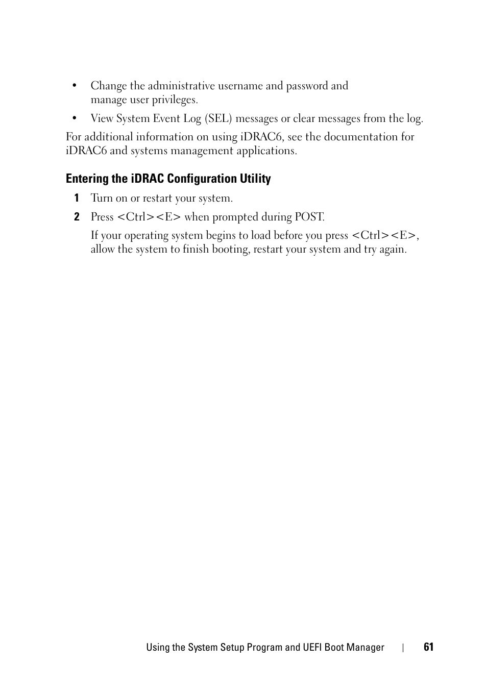 Entering the idrac configuration utility | Dell PowerVault NX3100 User Manual | Page 61 / 164