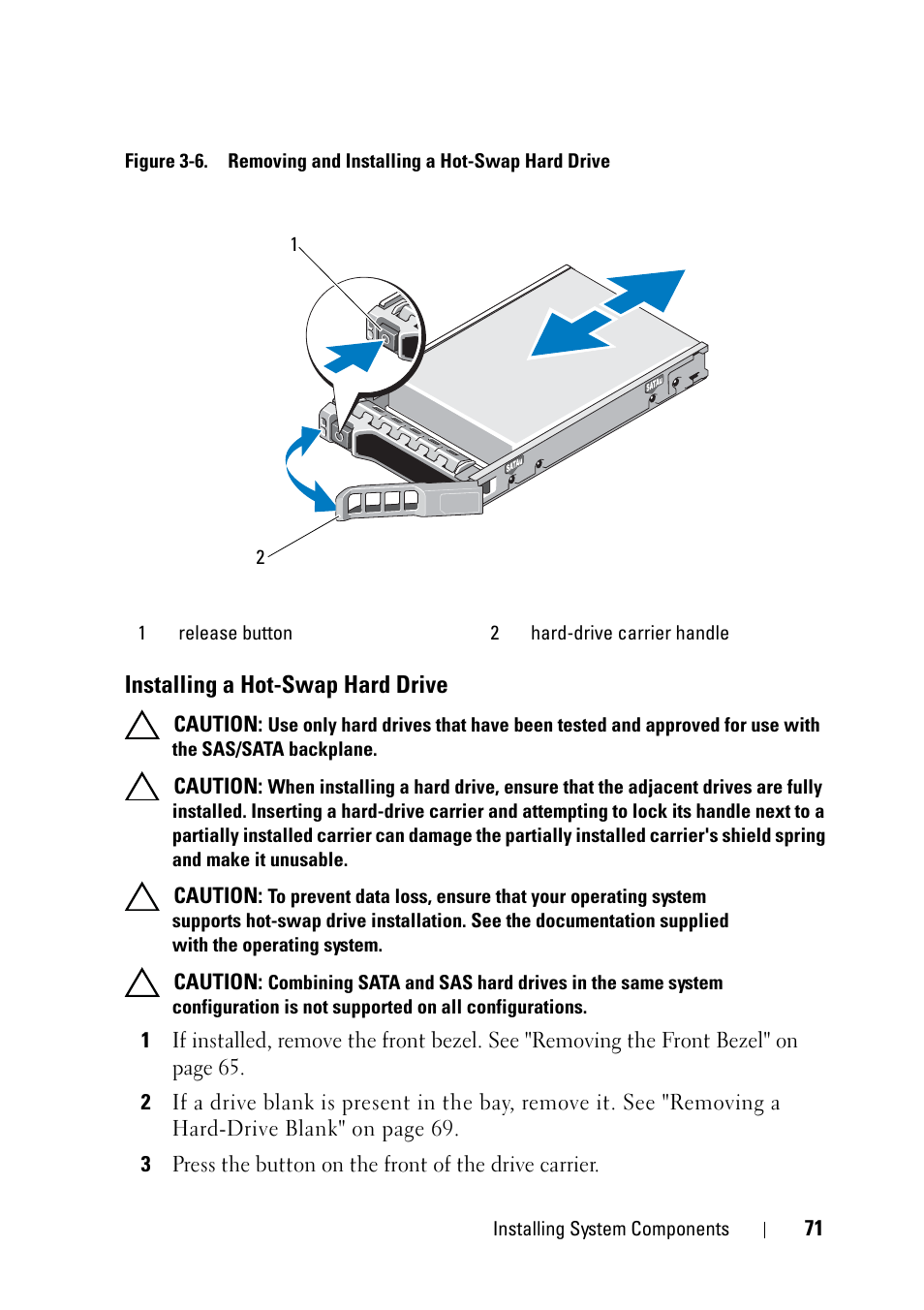 Installing a hot-swap hard drive, Figure 3-6 | Dell PowerVault NX3100 User Manual | Page 71 / 164