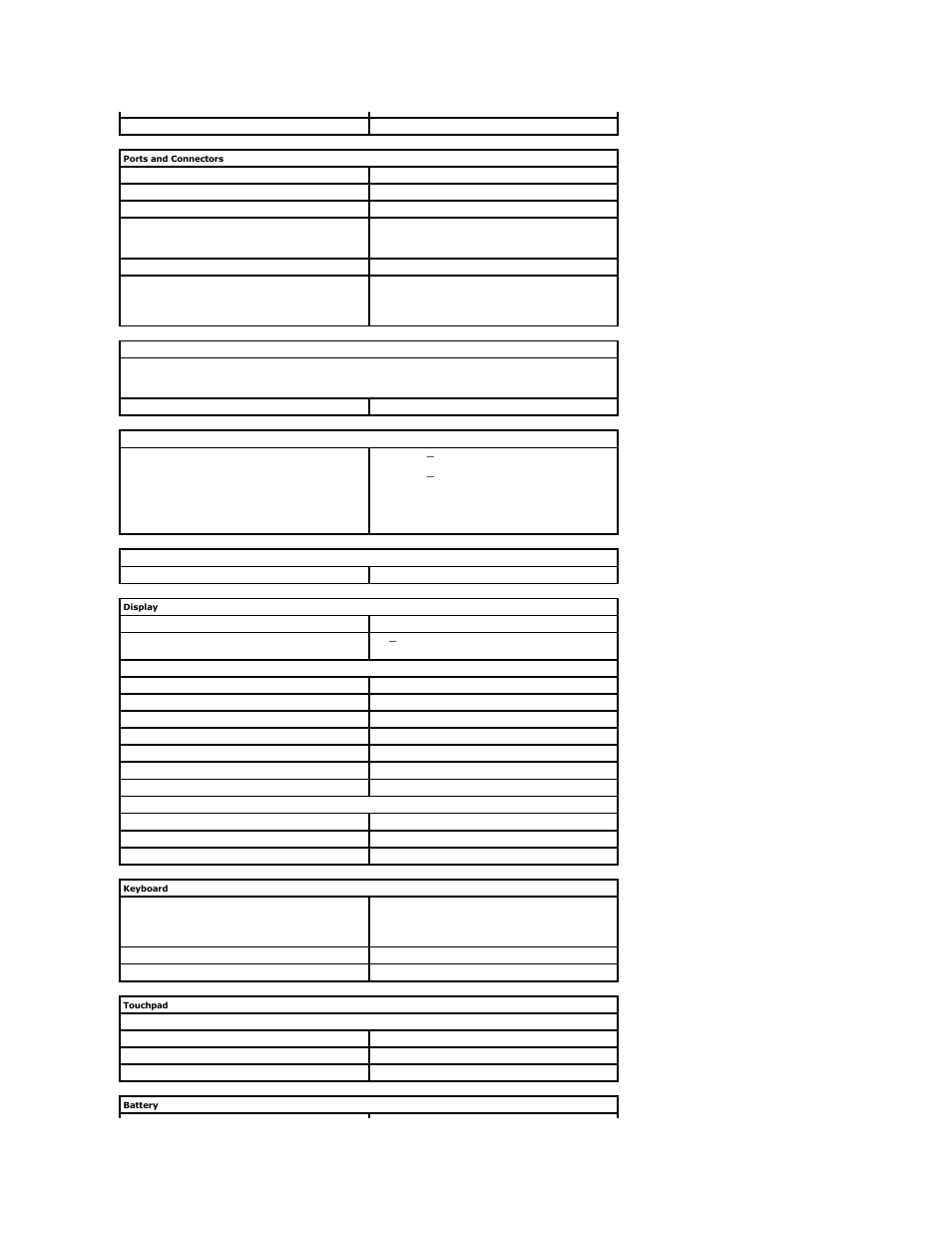 Ports and connectors, Contactless smart card (optional), Display | Touchpad, Expresscards, Fingerprint reader (optional), Keyboard, Battery | Dell Latitude E4310 (Mid 2010) User Manual | Page 10 / 44