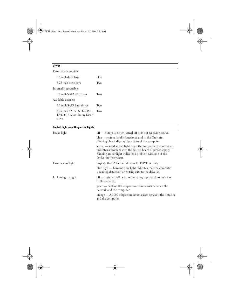 Dell Vostro 430 (Late 2009) User Manual | Page 6 / 8