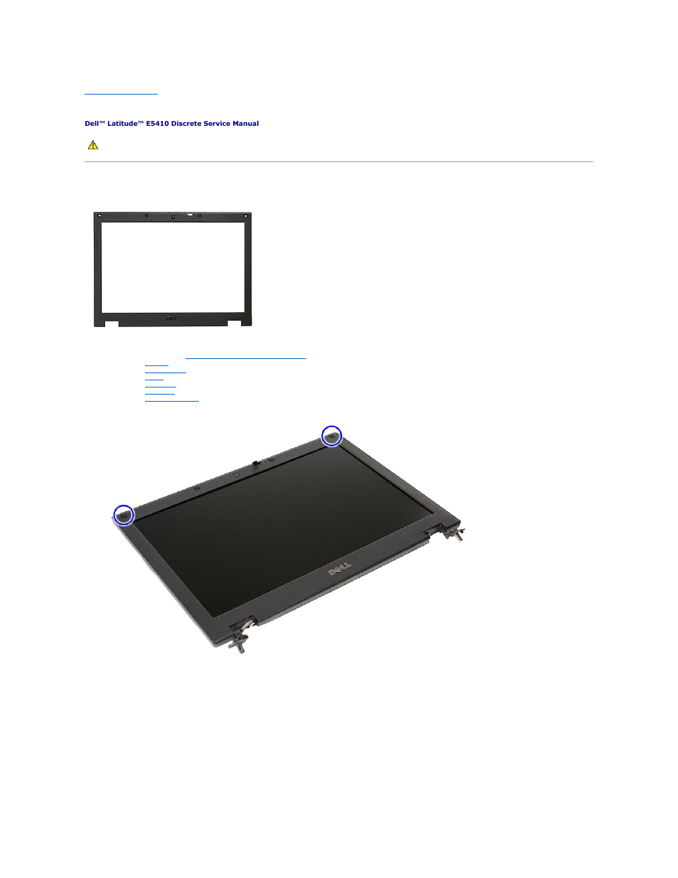 Display bezel, Removing the display bezel | Dell Latitude E5410 (Mid 2010) User Manual | Page 36 / 81