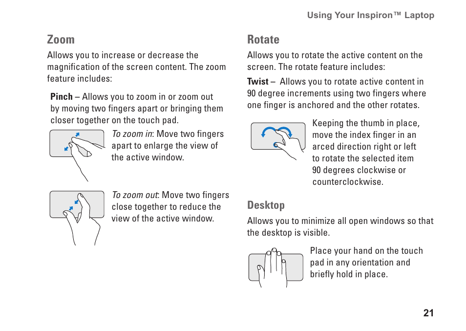 Zoom, Rotate | Dell Inspiron Mini 10 (1010, Early 2009) User Manual | Page 23 / 68