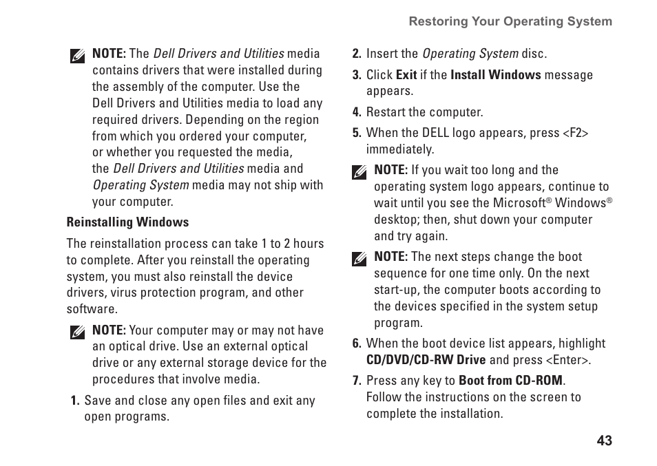 Dell Inspiron Mini 10 (1010, Early 2009) User Manual | Page 45 / 68