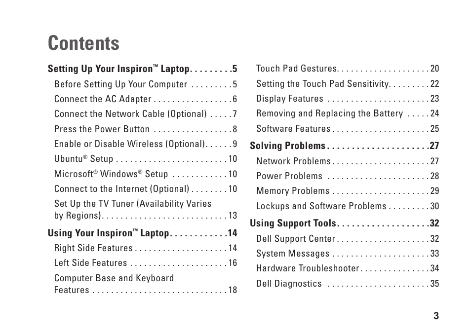 Dell Inspiron Mini 10 (1010, Early 2009) User Manual | Page 5 / 68