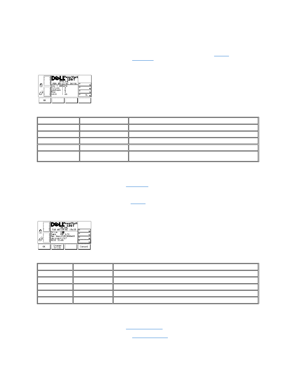 Softkey is pressed, the, Drives dialog, Logs submenu | Dell PowerVault 136T LTO/SDLT (Tape Library) User Manual | Page 36 / 108