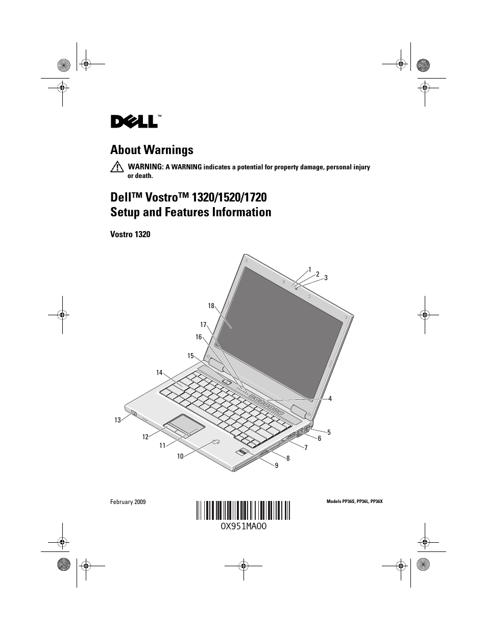 Dell Vostro 1320 (Early 2009) User Manual | 12 pages