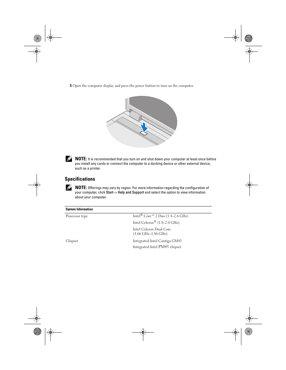 Specifications | Dell Vostro 1320 (Early 2009) User Manual | Page 8 / 12