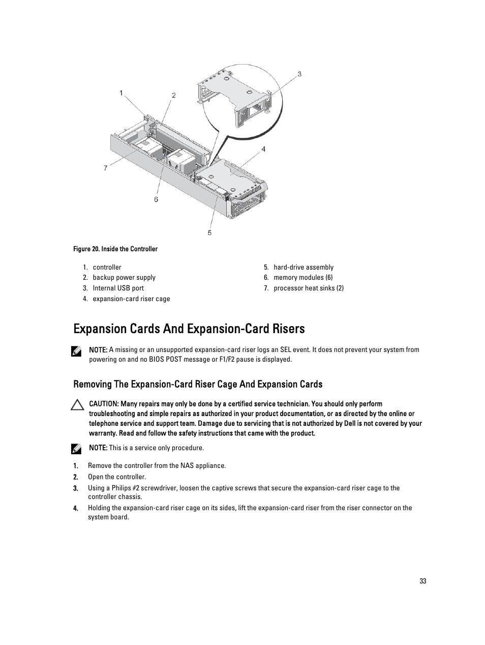 Expansion cards and expansion-card risers | Dell PowerVault NX3610 User Manual | Page 33 / 47