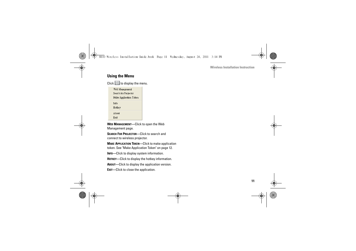 Using the menu | Dell M110 Projector User Manual | Page 11 / 14