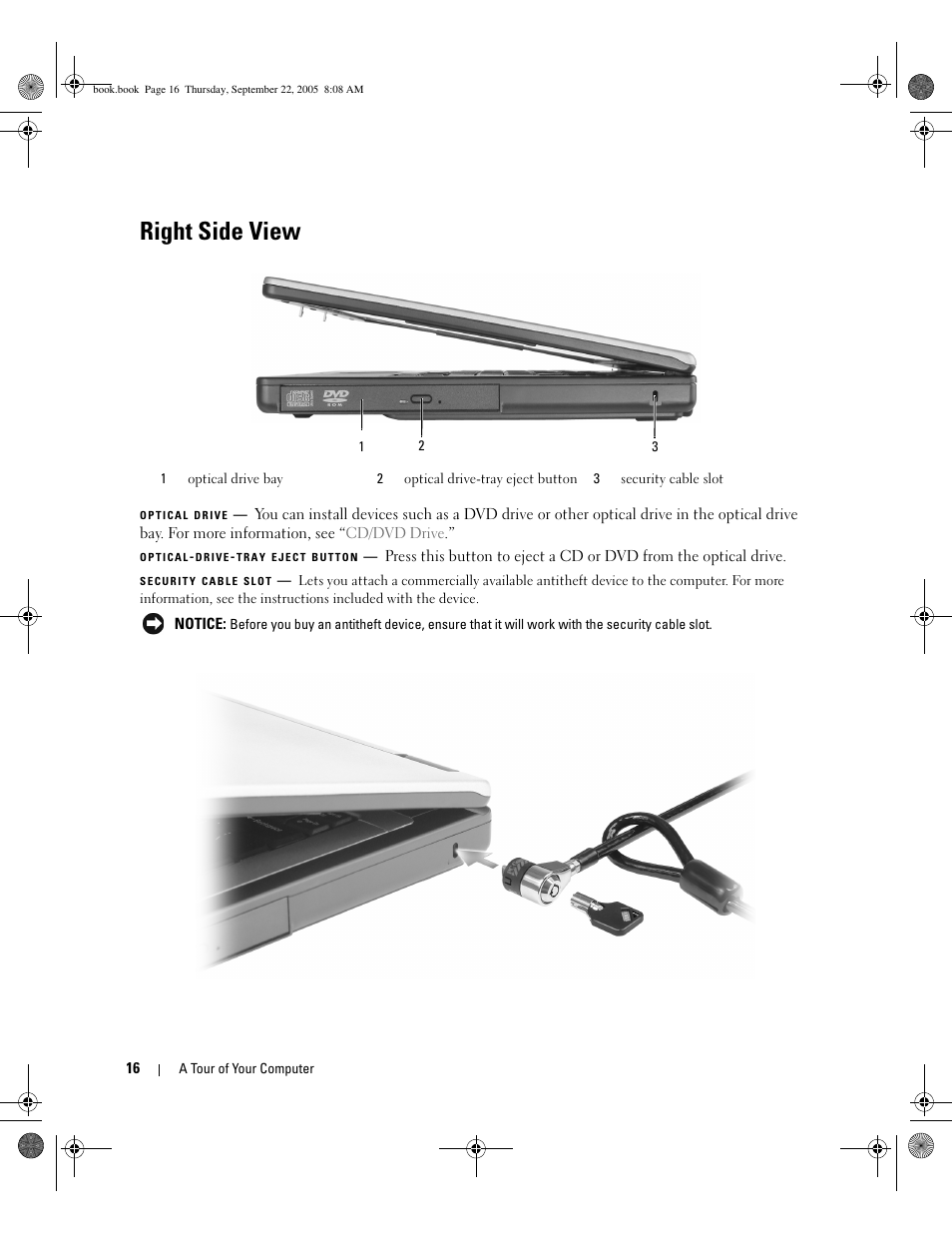Right side view | Dell Inspiron B130 User Manual | Page 16 / 142