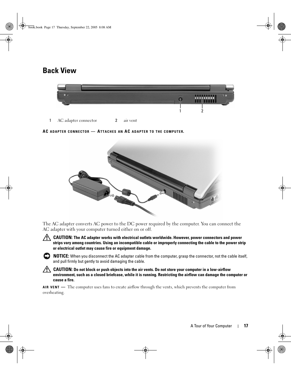 Back view | Dell Inspiron B130 User Manual | Page 17 / 142