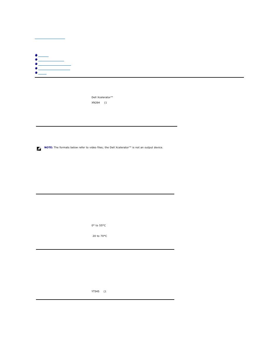 Specifications, General, Video specifications | Mechanical specifications, Usb cable specifications, Power | Dell XPS 420 (Late 2007) User Manual | Page 8 / 11