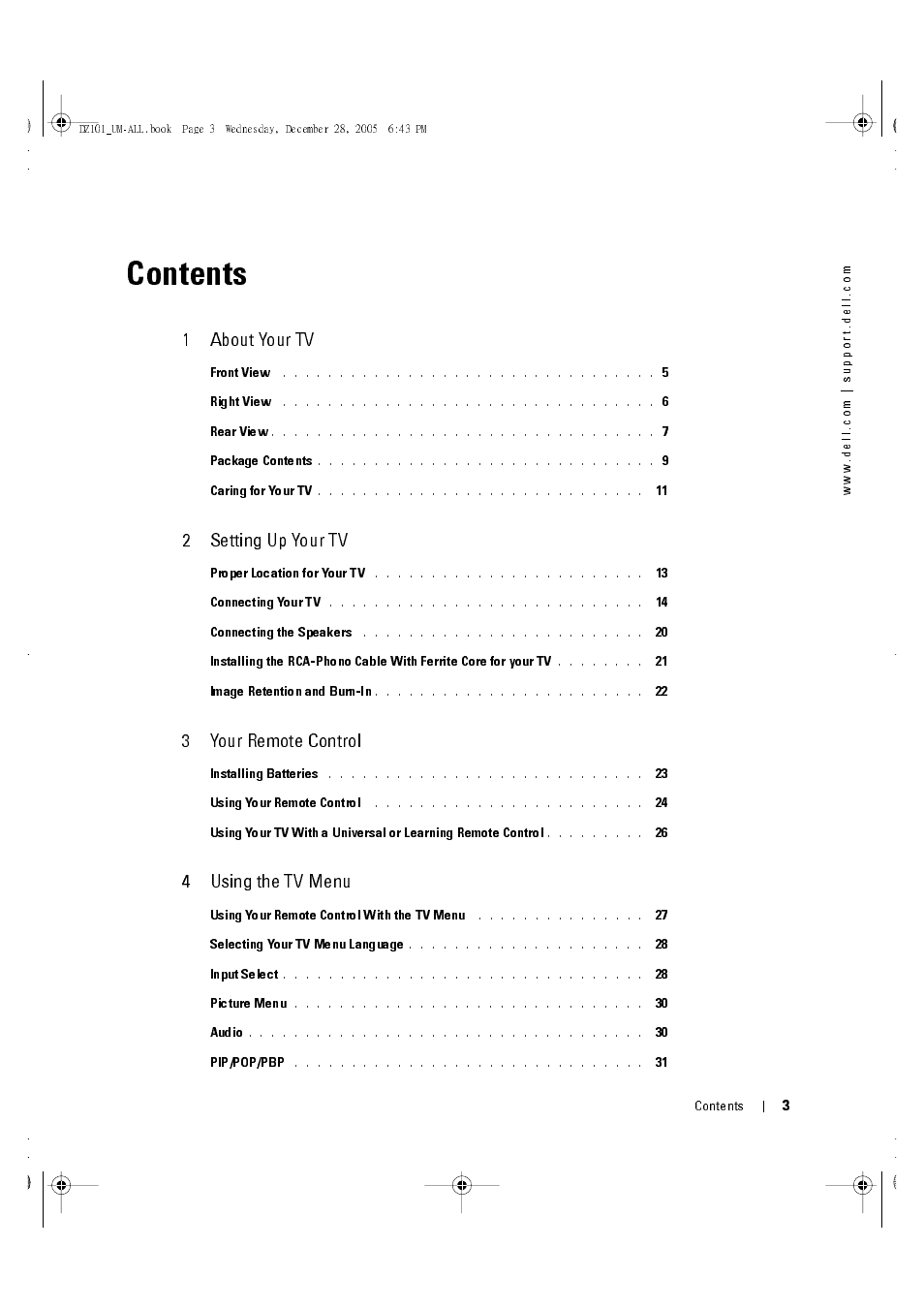 Dell LCD TV W4201C User Manual | Page 3 / 67