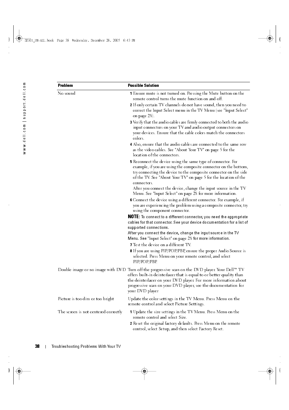 Dell LCD TV W4201C User Manual | Page 38 / 67