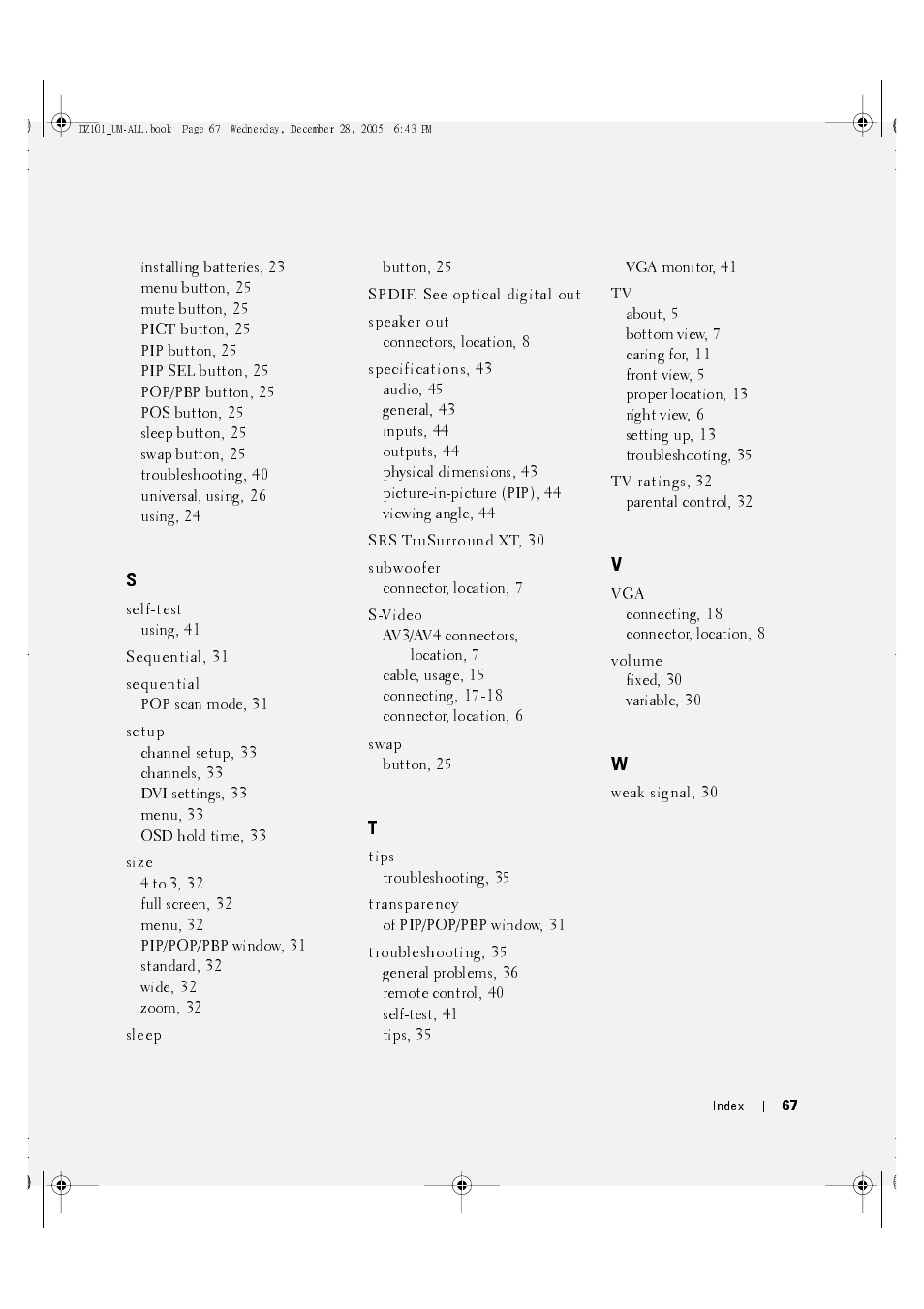 Dell LCD TV W4201C User Manual | Page 67 / 67
