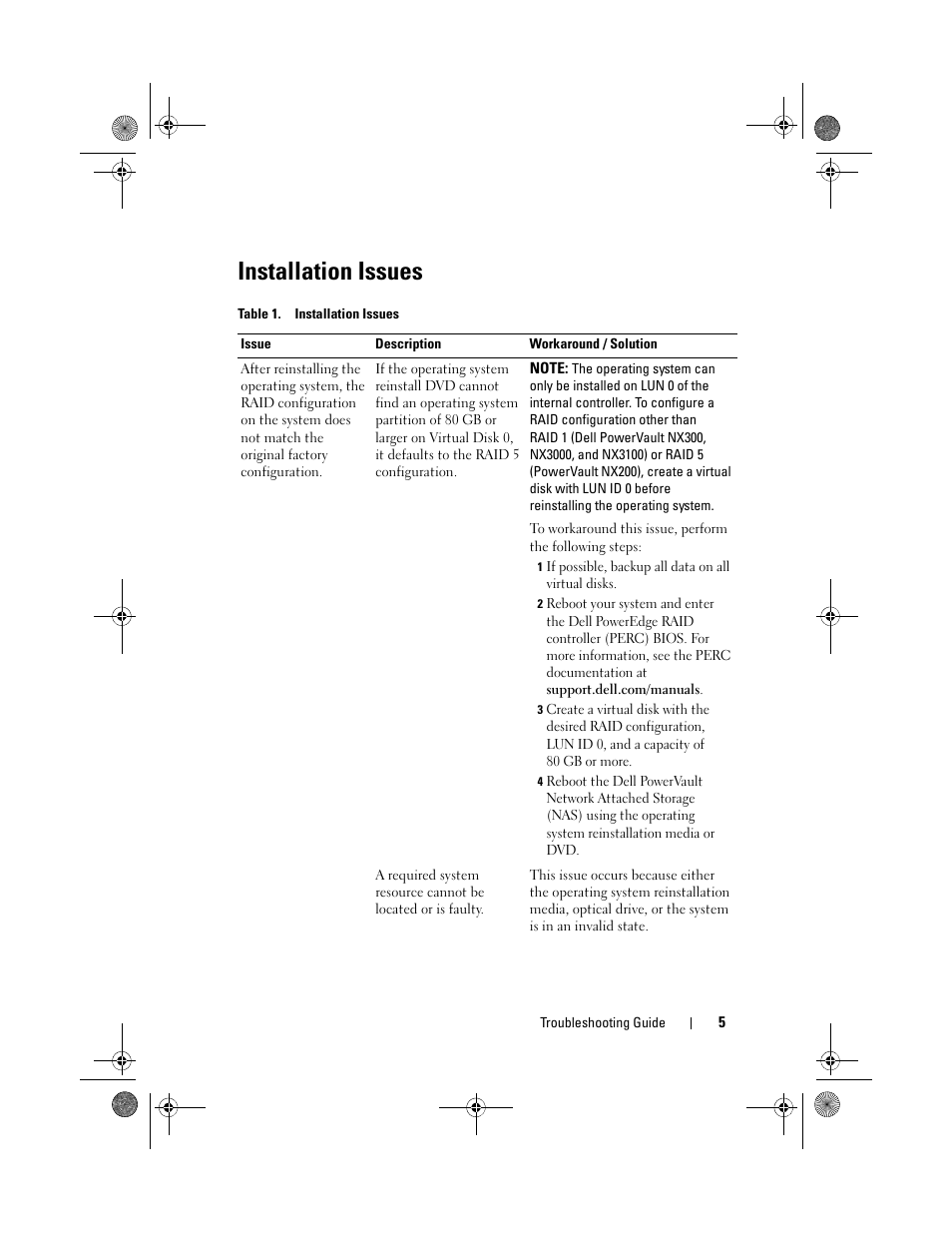 Installation issues | Dell PowerVault NX300 User Manual | Page 5 / 16