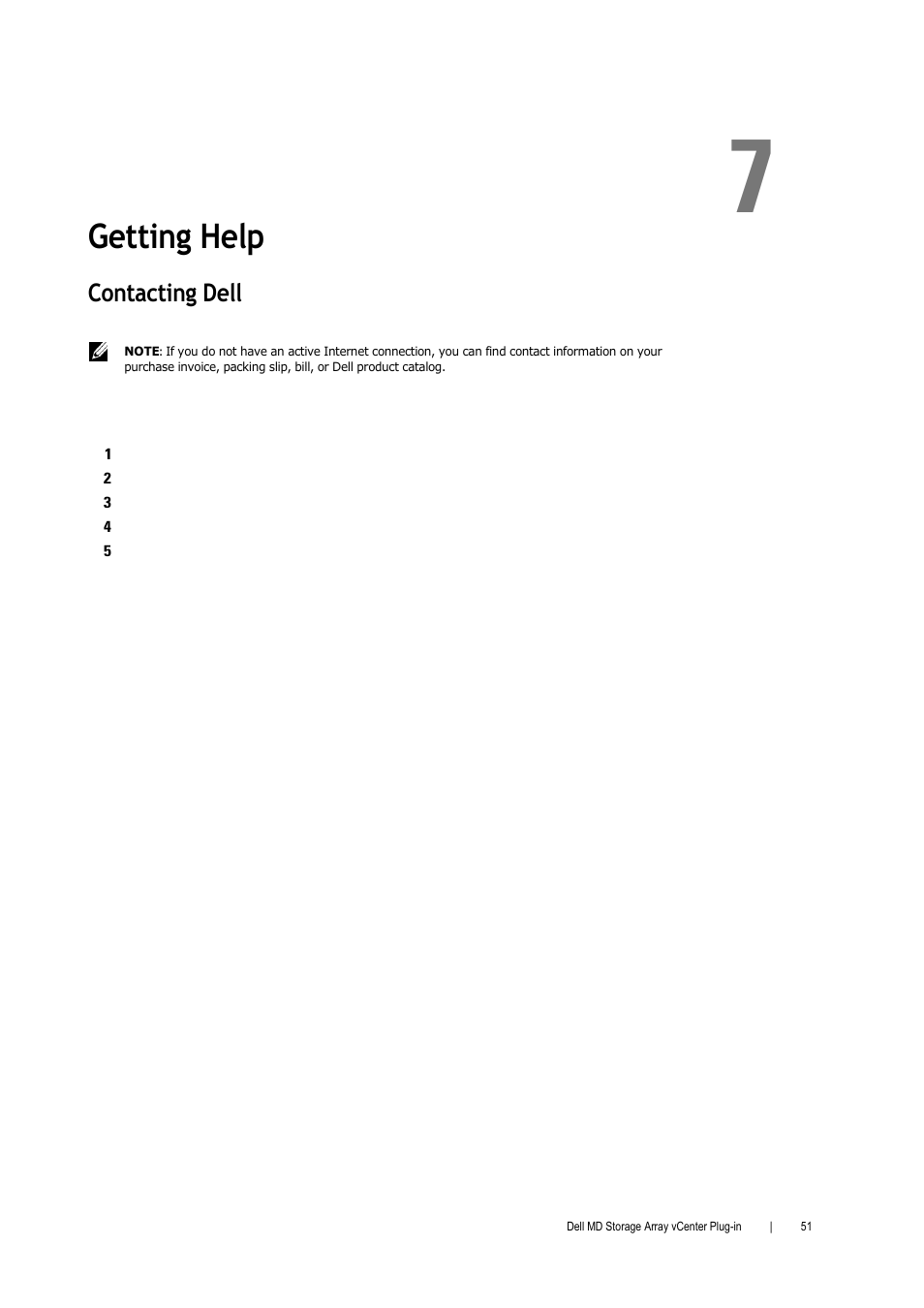 Getting help, Contacting dell | Dell PowerVault MD3000i User Manual | Page 51 / 52