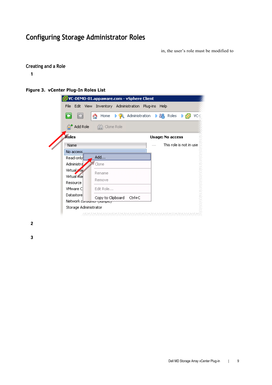 Configuring storage administrator roles | Dell PowerVault MD3000i User Manual | Page 9 / 52