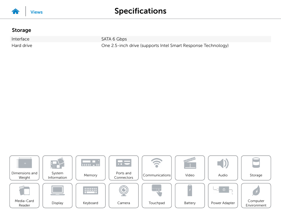 Storage, Specifications | Dell Inspiron 15 (5547, Early 2014) User Manual | Page 14 / 22