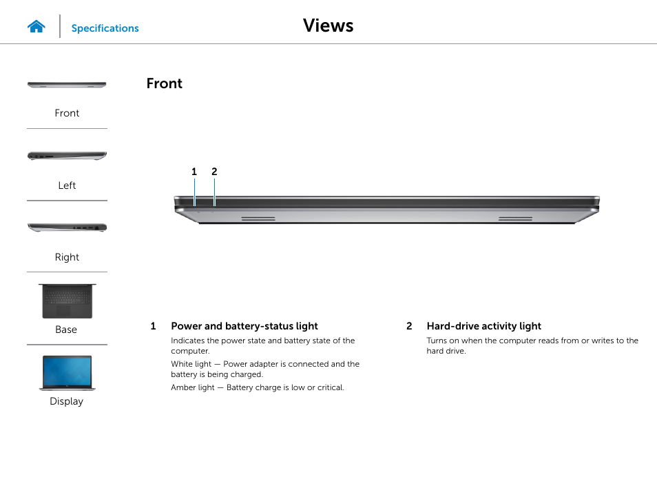 Views, Front | Dell Inspiron 15 (5547, Early 2014) User Manual | Page 2 / 22