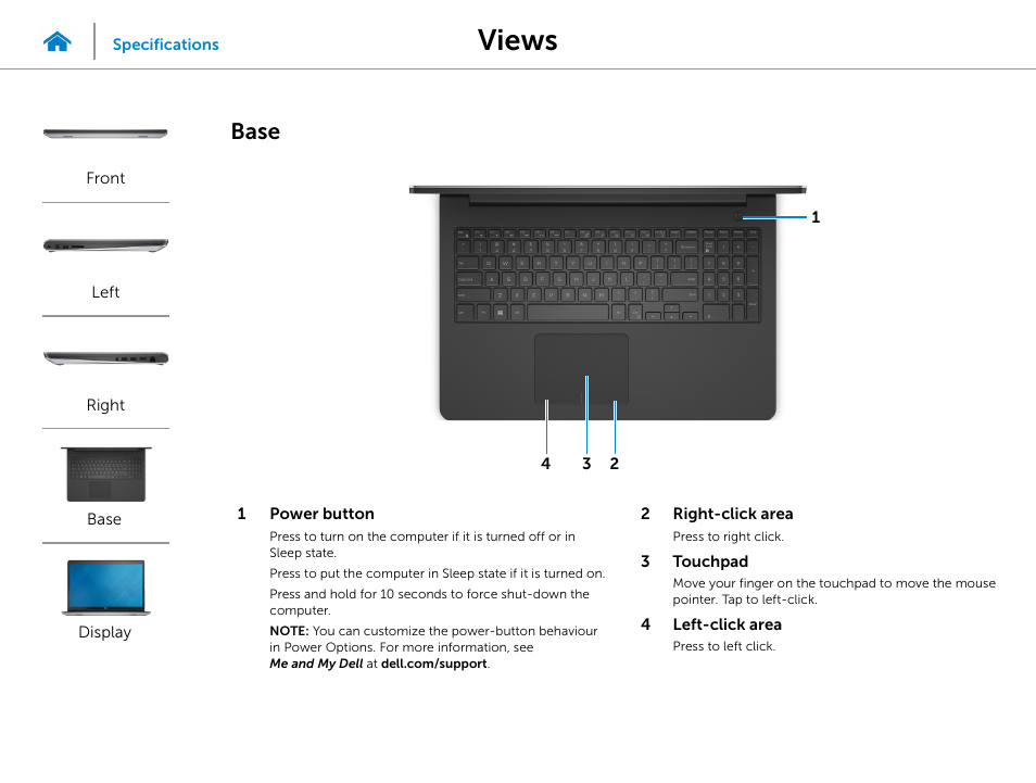 Base, Views | Dell Inspiron 15 (5547, Early 2014) User Manual | Page 5 / 22