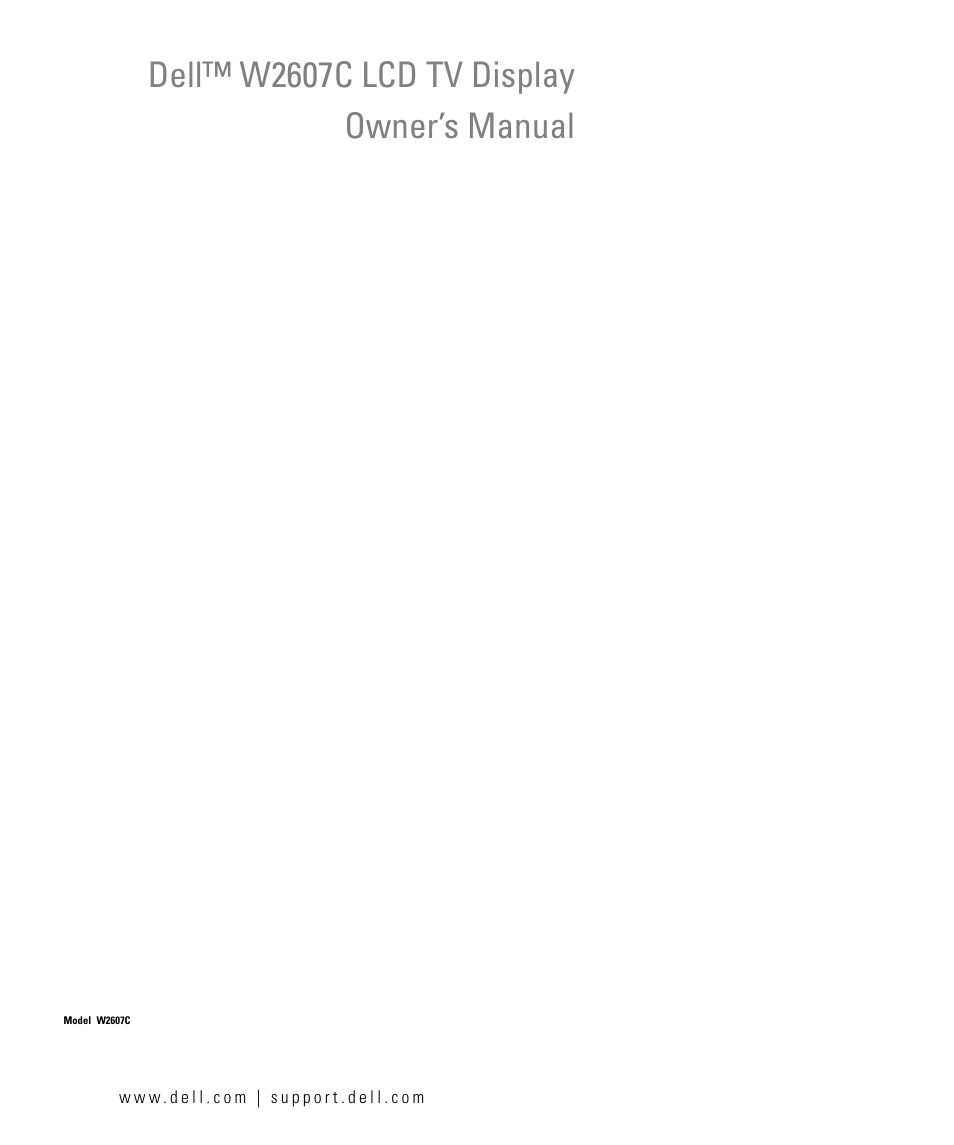 Dell W2607C LCD HD TV User Manual | 59 pages