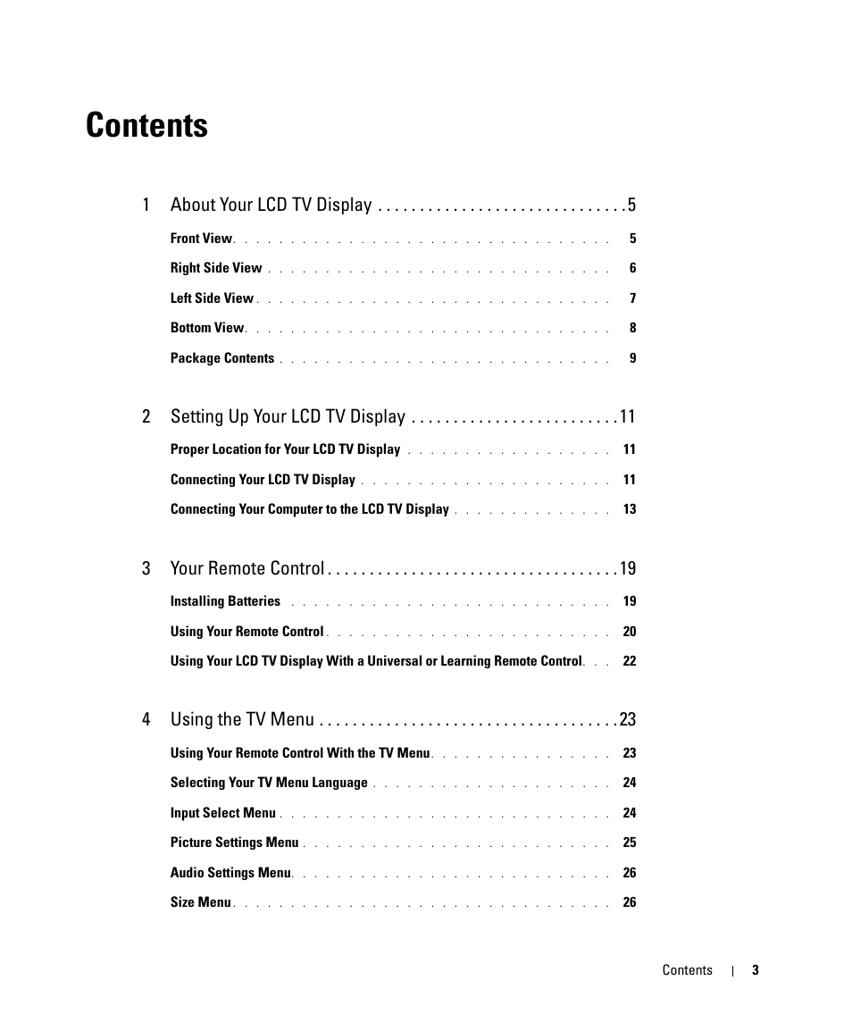 Dell W2607C LCD HD TV User Manual | Page 3 / 59