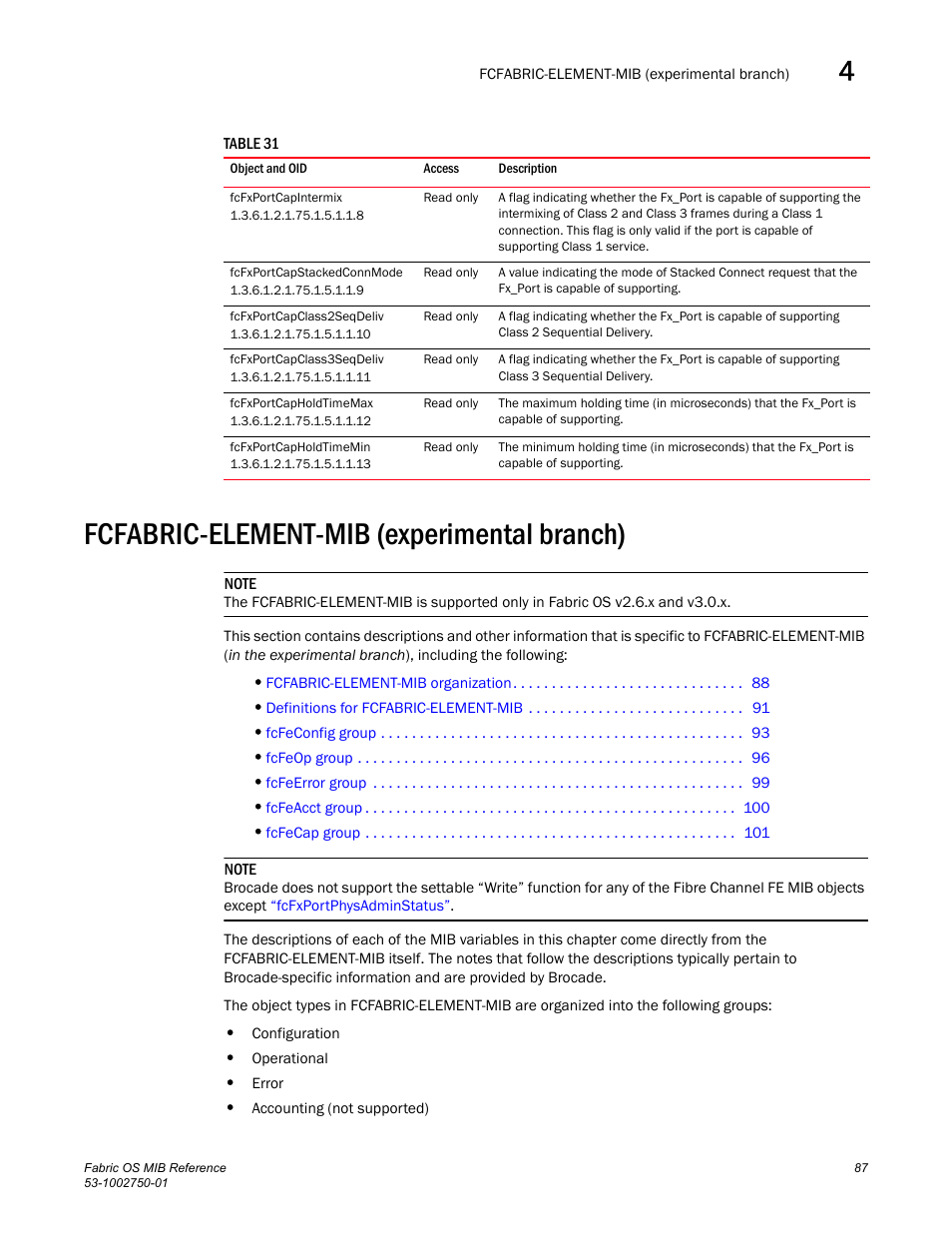 Fcfxportcapintermix, Fcfxportcapstackedconnmode, Fcfxportcapclass2seqdeliv | Fcfxportcapclass3seqdeliv, Fcfxportcapholdtimemax, Fcfxportcapholdtimemin, Fcfabric-element-mib (experimental branch) | Dell POWEREDGE M1000E User Manual | Page 107 / 370